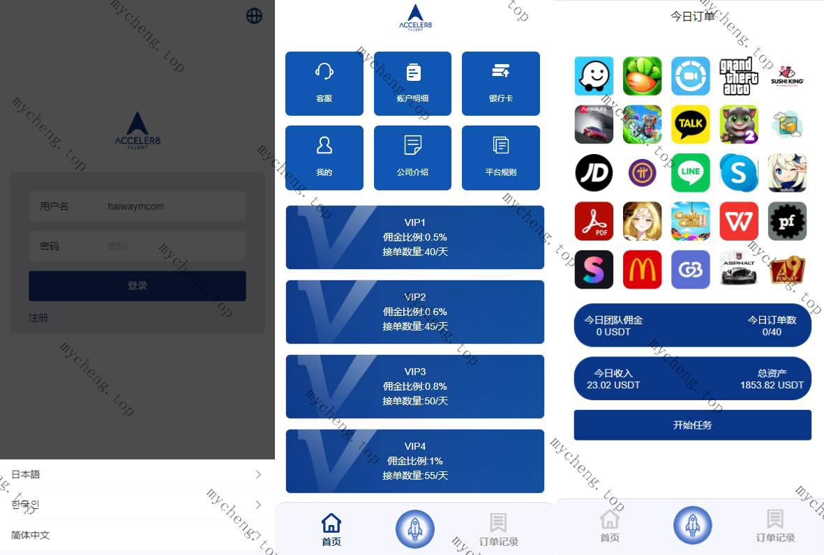 海外多语言APP软件游戏抢单系统/连单卡单/抢单刷单源码